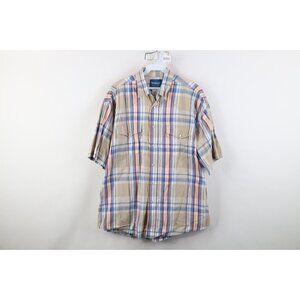 Vintage 90s Wrangler Mens Large Western Cowboy Snap Button Collared Shirt Plaid